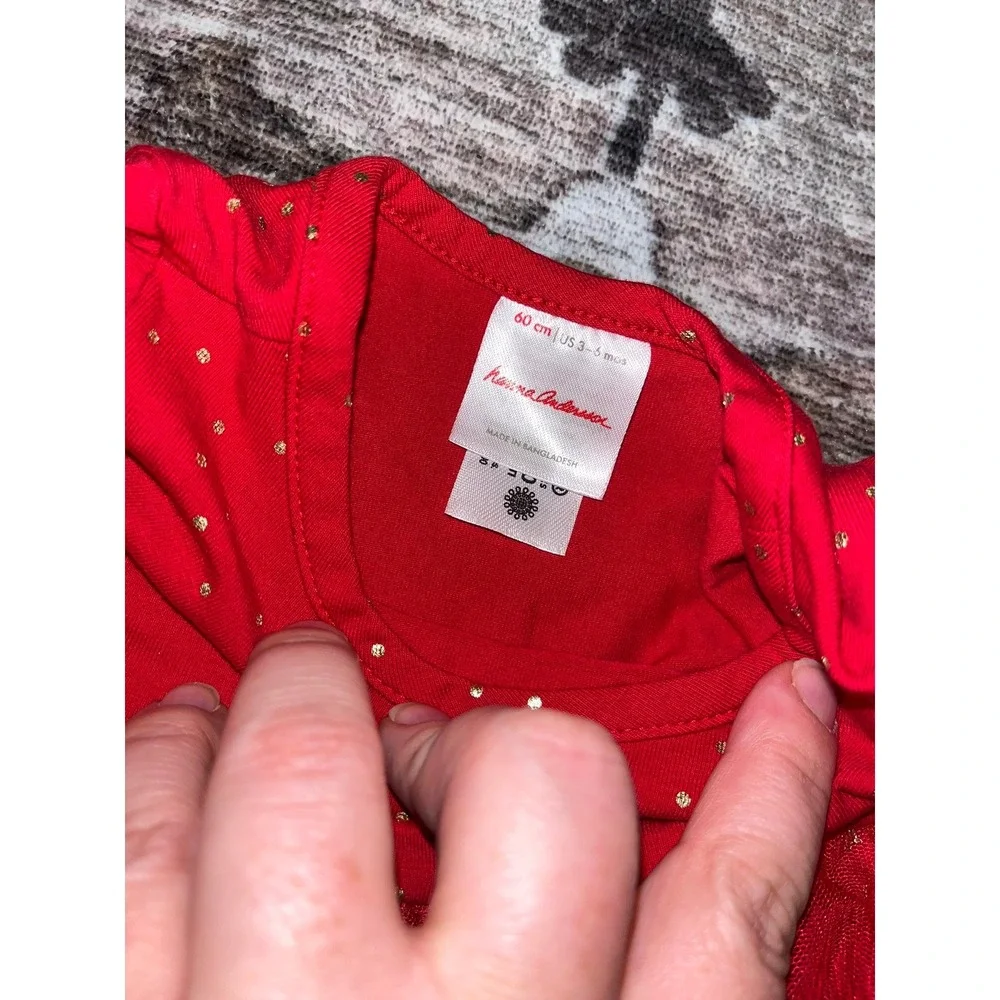 Hanna Andersson Baby Girls Holiday Red Shimmer Start Dress‎ in Soft Tulle 3-6M